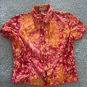 Jamaica Bay Red and Orange Leaf Print Men's Shirt